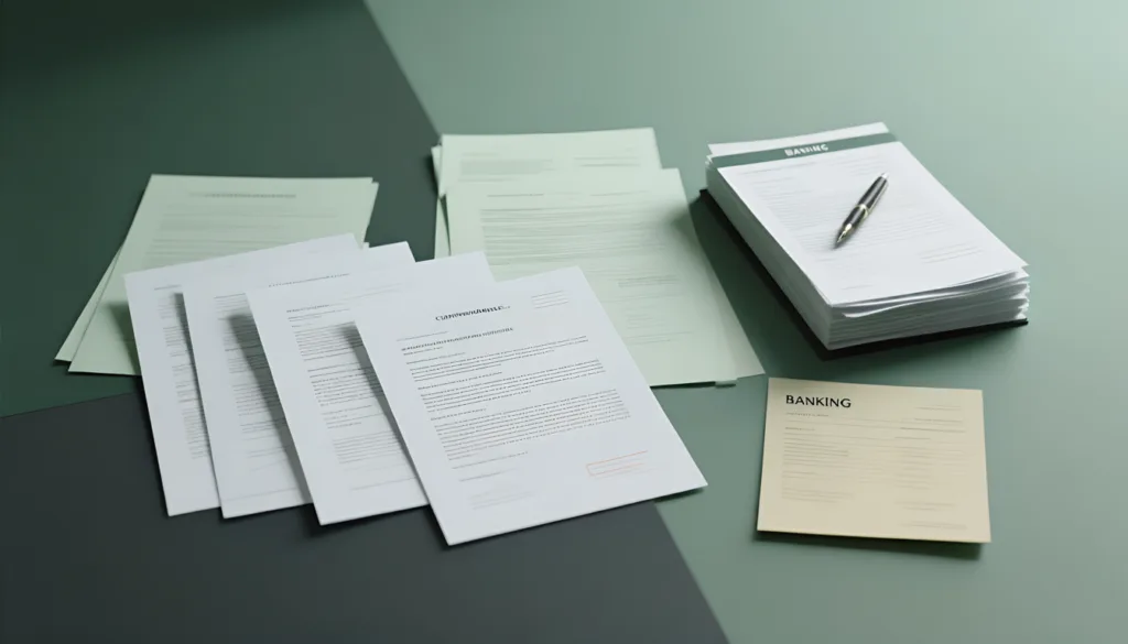 Conveyancing and banking documents prepared for property transfer and financial compliance