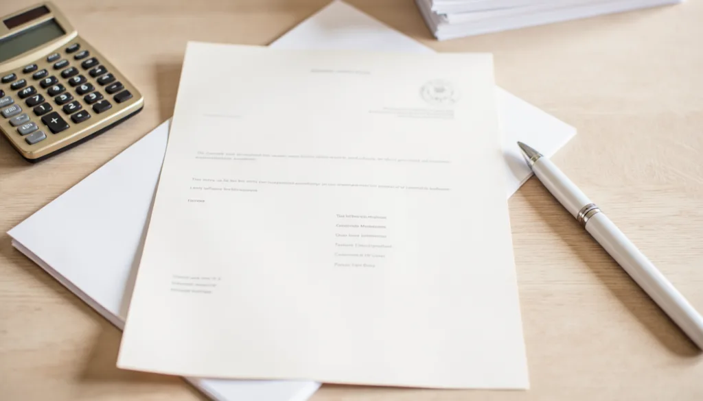 Transfer duty receipt on a light oak desk with pen and calculator, representing tax compliance in a South African property transfer.