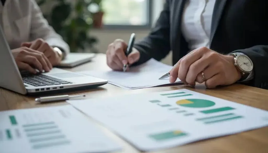 Home loan and property transfer documents at a bank consultation, the bank's role.
