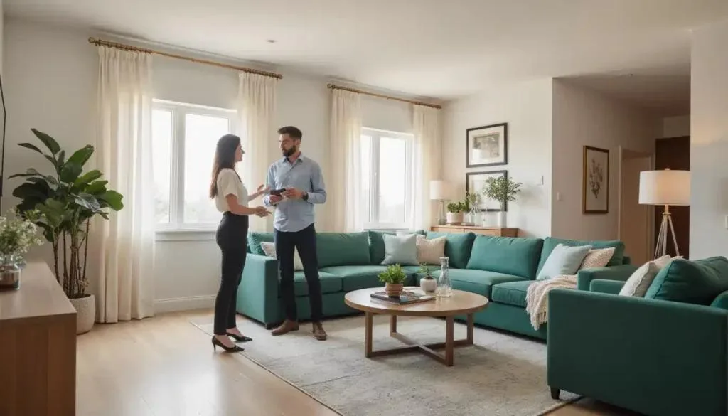 Estate agent showing property to client during home viewing in South Africa