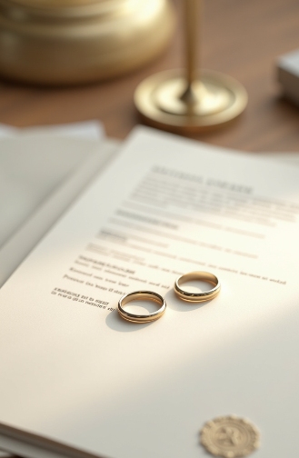 Wedding rings on document